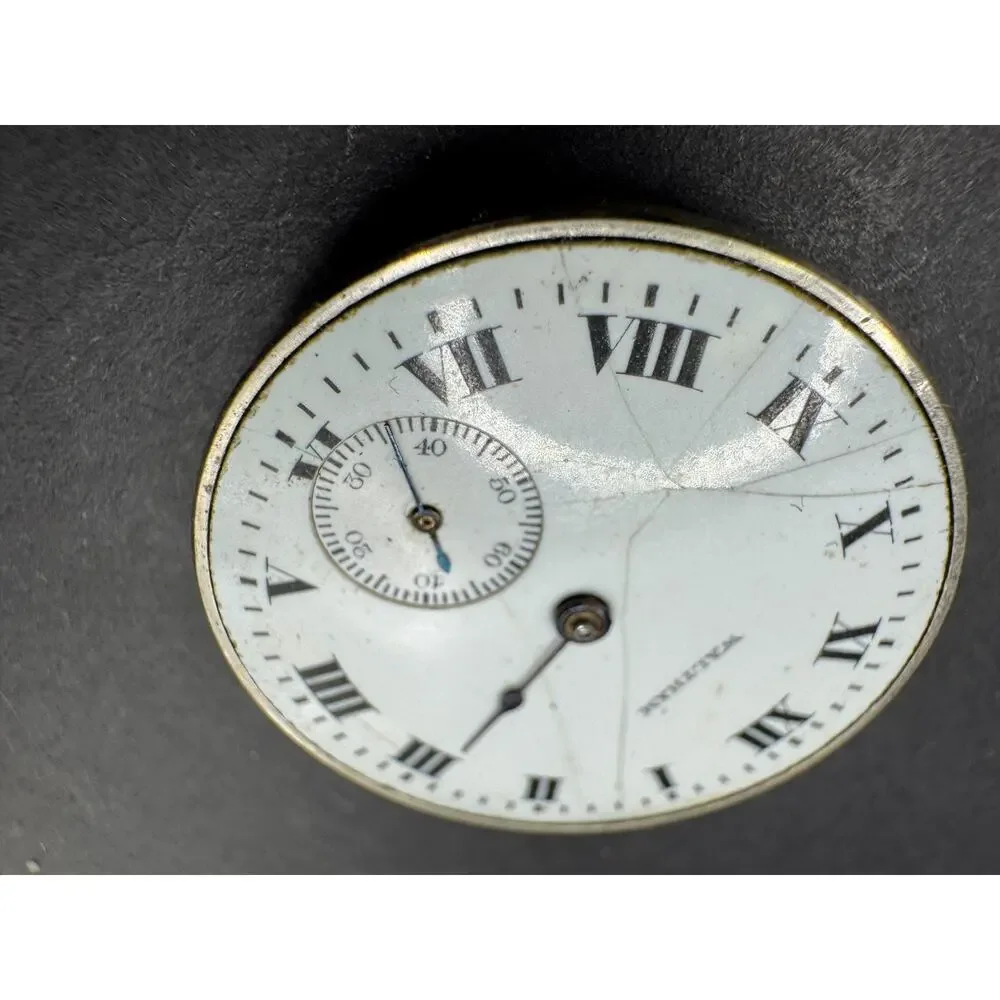 Antique Waltham Pocket Watch Movement White Dial 24.4MM For Parts/Repair